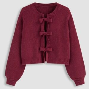 CIDER | Knit Tie Front Bow Cardigan